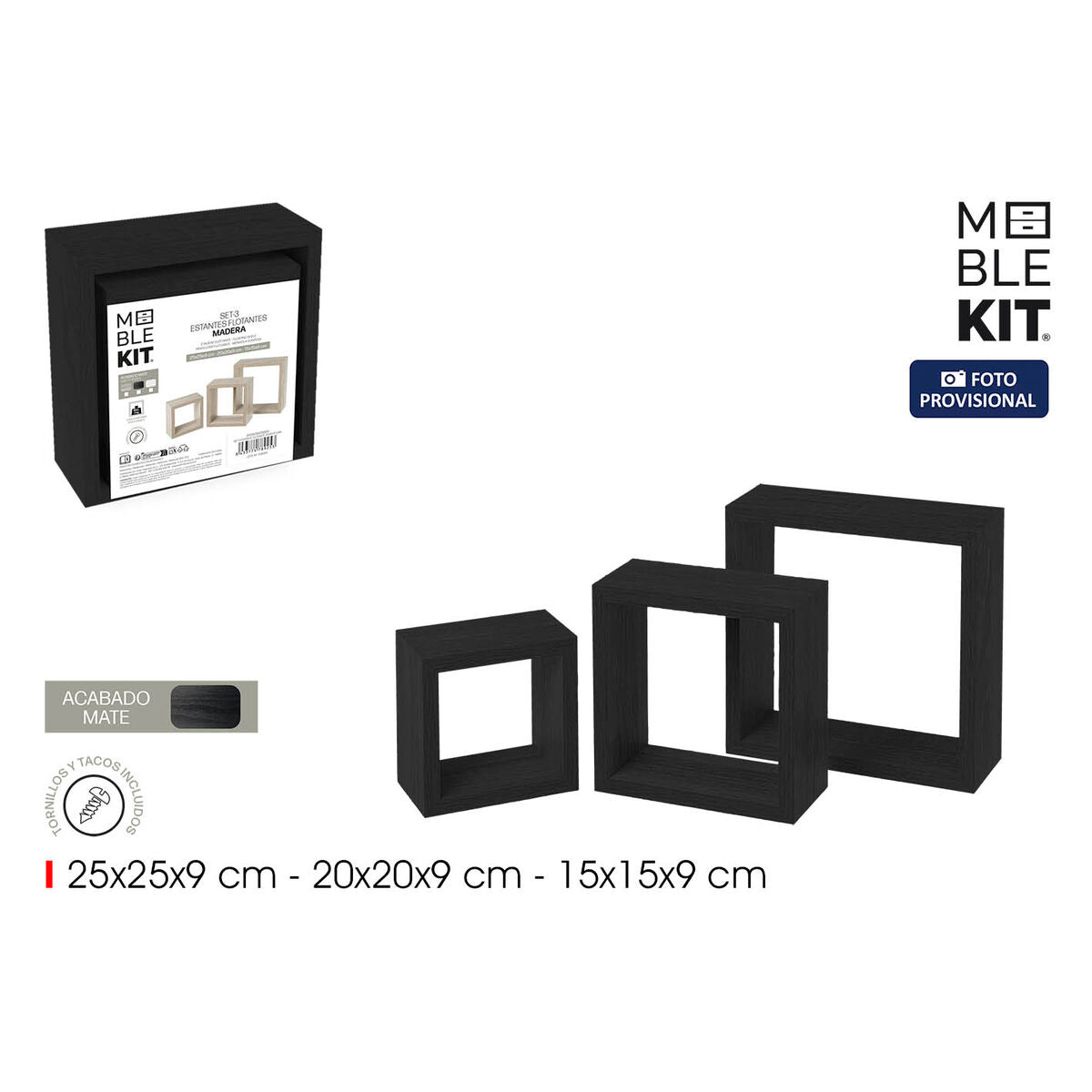 Regály MobleKit černé, 3 kusy (4 kusy) 28,3x29,4x38,6 cm – obrázek 2