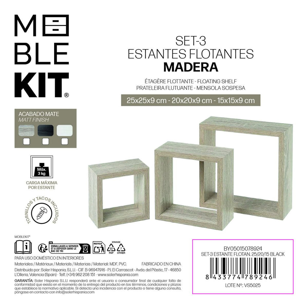 Regály MobleKit černé, 3 kusy (4 kusy) 28,3x29,4x38,6 cm – obrázek 5