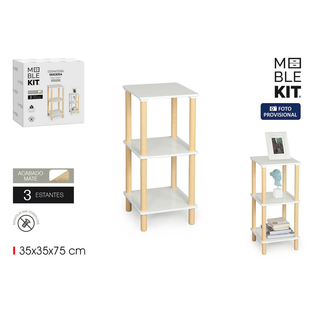 Regál MobleKit bílý hnědý dřevěný 35 x 35 x 75 cm (2 kusy) – obrázek 2