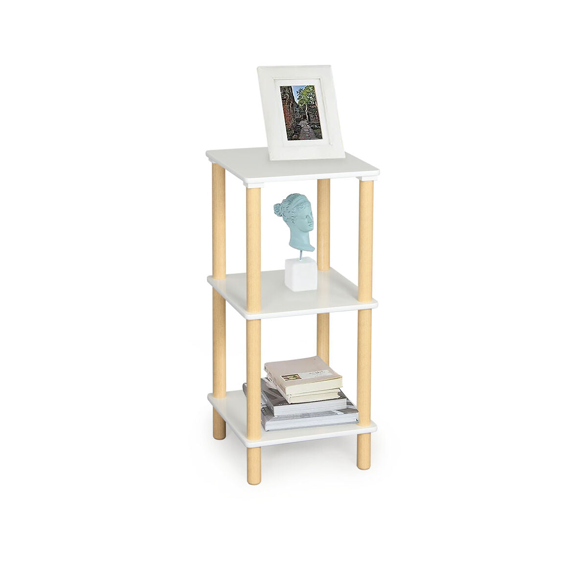 Regál MobleKit bílý hnědý dřevěný 35 x 35 x 75 cm (2 kusy) – obrázek 4