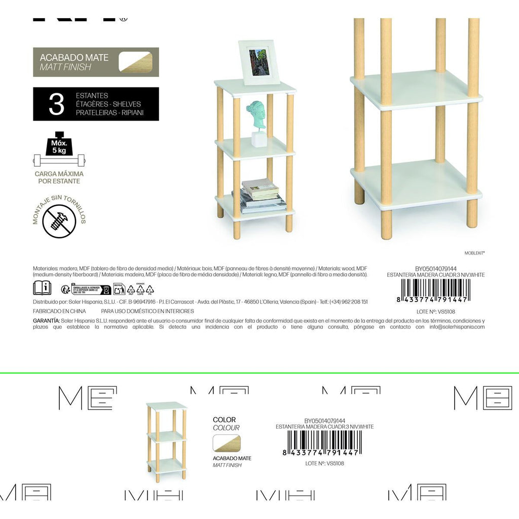 Regál MobleKit bílý hnědý dřevěný 35 x 35 x 75 cm (2 kusy) – obrázek 6