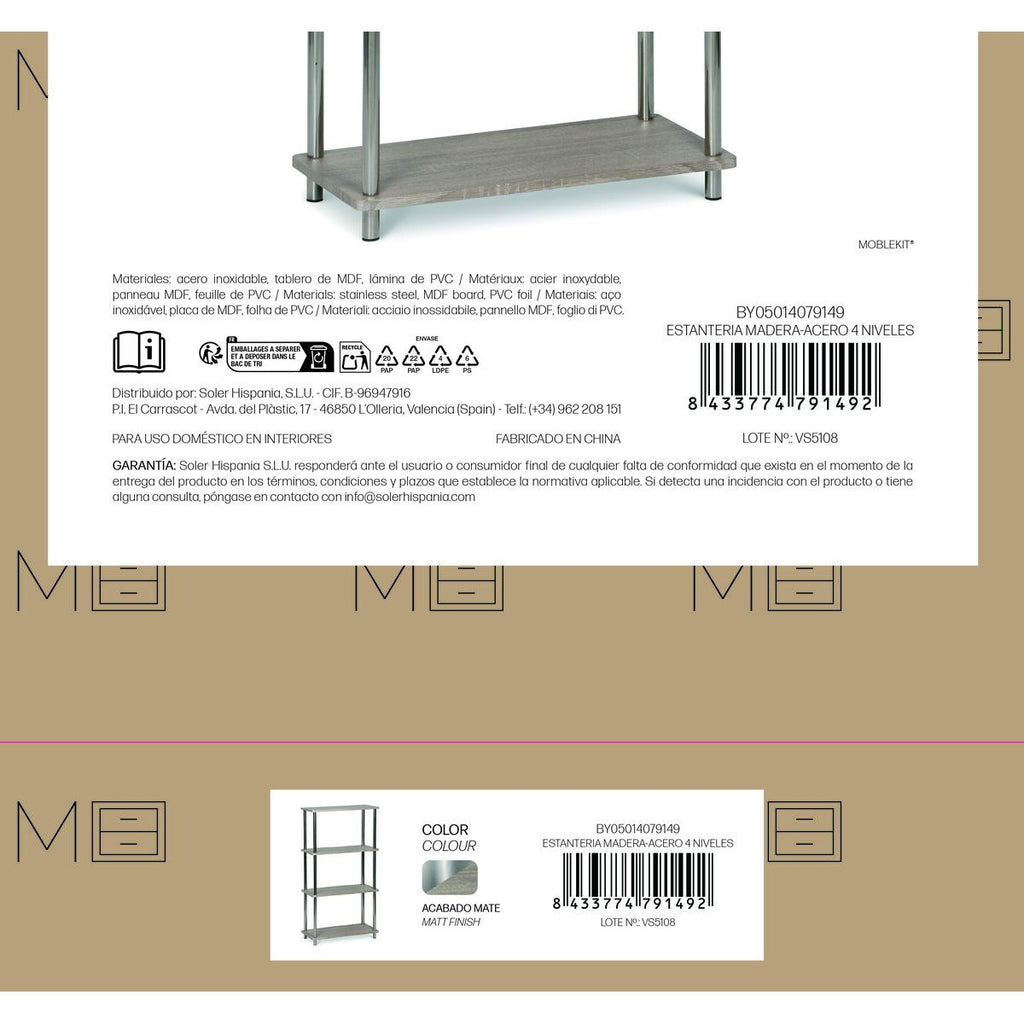 Regál MobleKit hnědý stříbrný dřevo ocel 60 x 29,5 x 112 cm (2 kusy) – obrázek 6