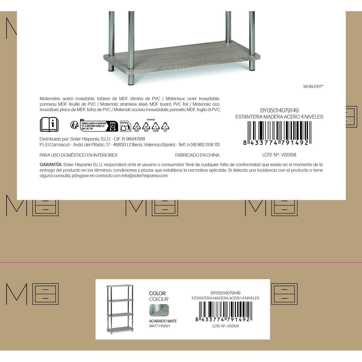 Regál MobleKit hnědý stříbrný dřevo ocel 60 x 29,5 x 112 cm (2 kusy) – obrázek 6