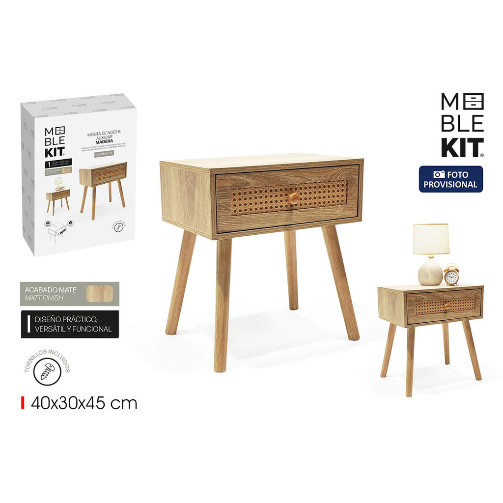 Noční stolek MobleKit hnědý 40 x 30 x 45 cm (2 kusy) 17.6x34.1x46.3 cm – obrázek 2