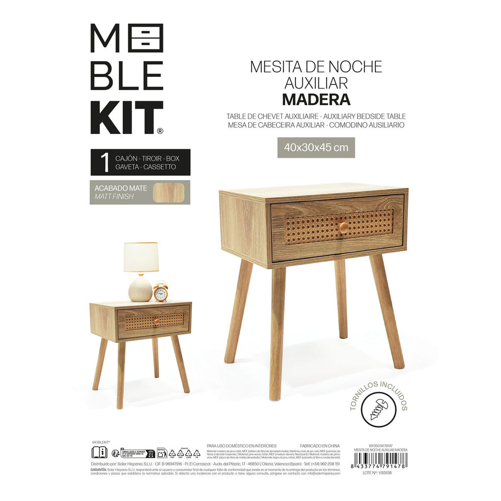Noční stolek MobleKit hnědý 40 x 30 x 45 cm (2 kusy) 17.6x34.1x46.3 cm – obrázek 5