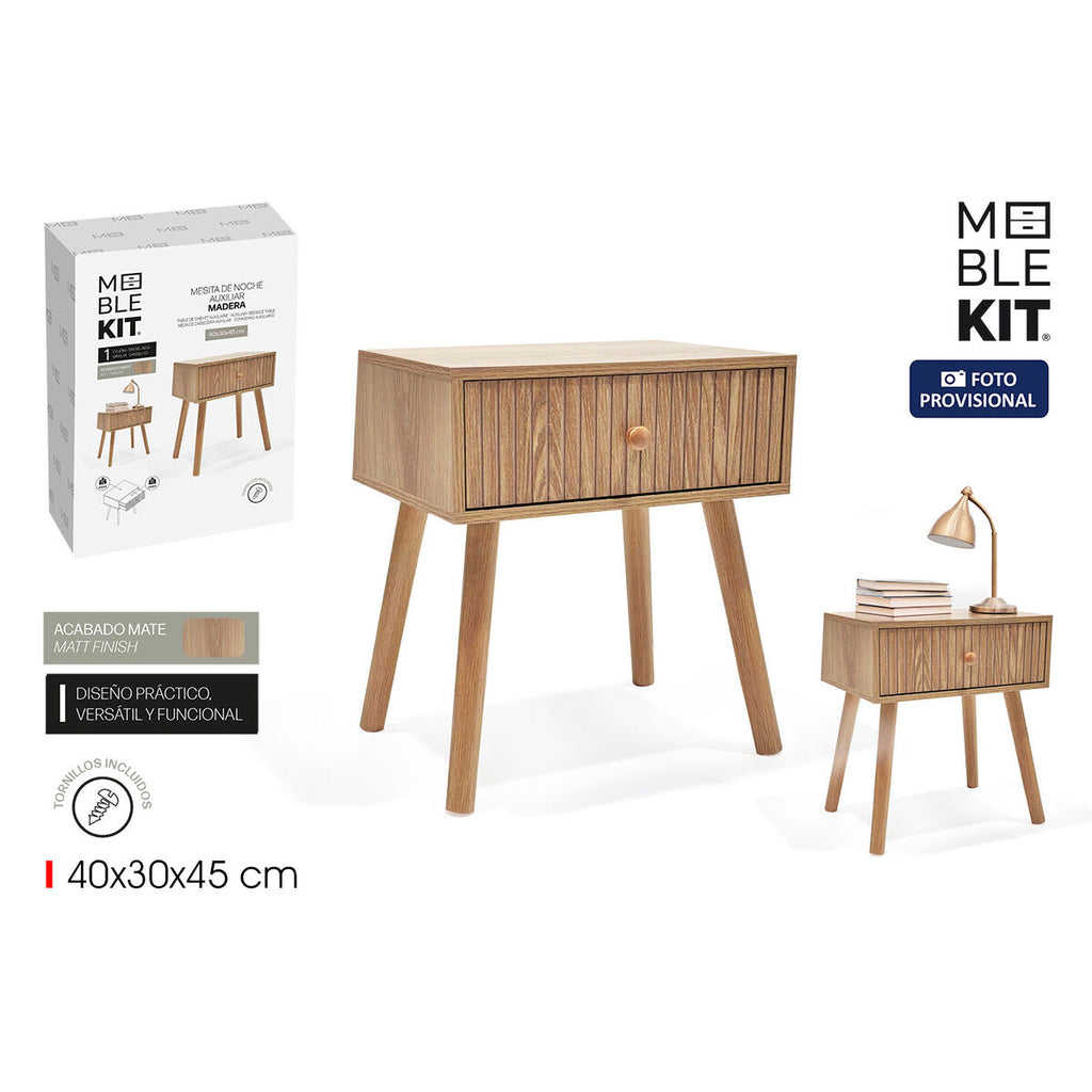 Noční stolek MobleKit hnědý 40 x 30 x 45 cm (2 kusy) 18.1x34.8x46 cm – obrázek 2