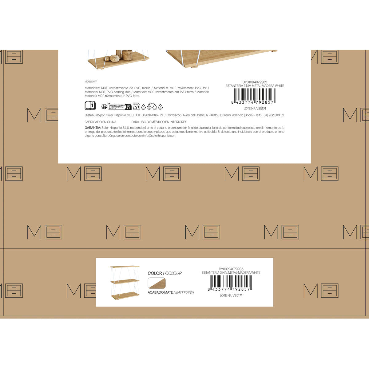 Regál MobleKit bílý, hnědý, dřevo, kov 60 x 30 x 71,2 cm (2 kusy) – obrázek 5