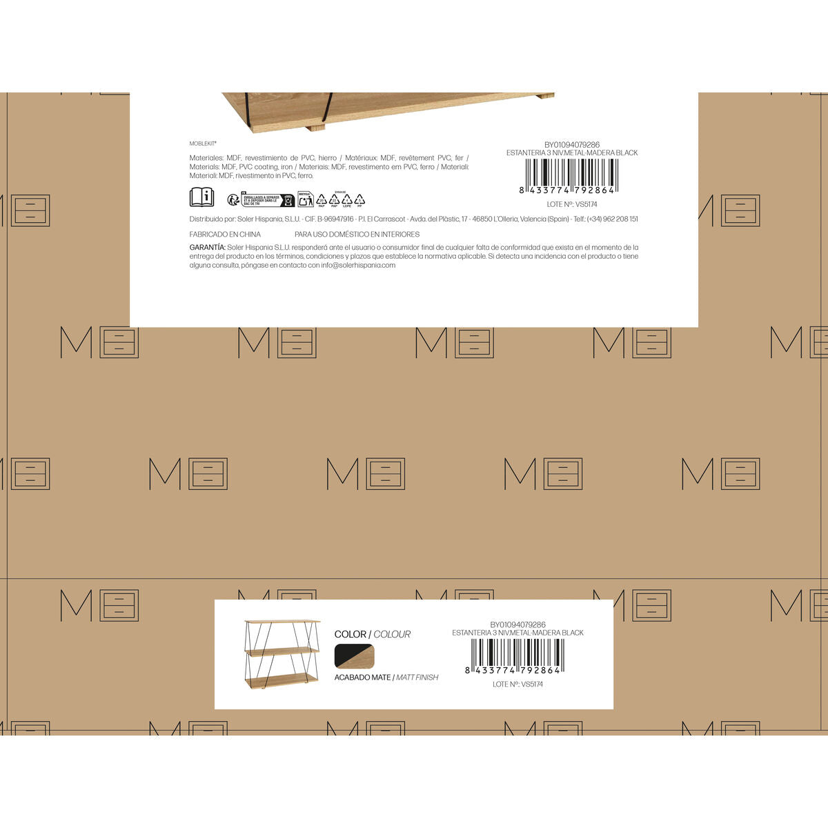 Regál MobleKit hnědý černý dřevo kov 80 x 30 x 71,2 cm (2 kusy) – obrázek 5