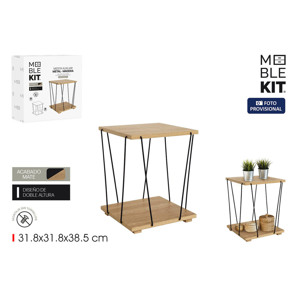 Odkládací stolek MobleKit Hnědá Černá 31,8 x 31,8 x 38,5 cm (4 kusy) – obrázek 4