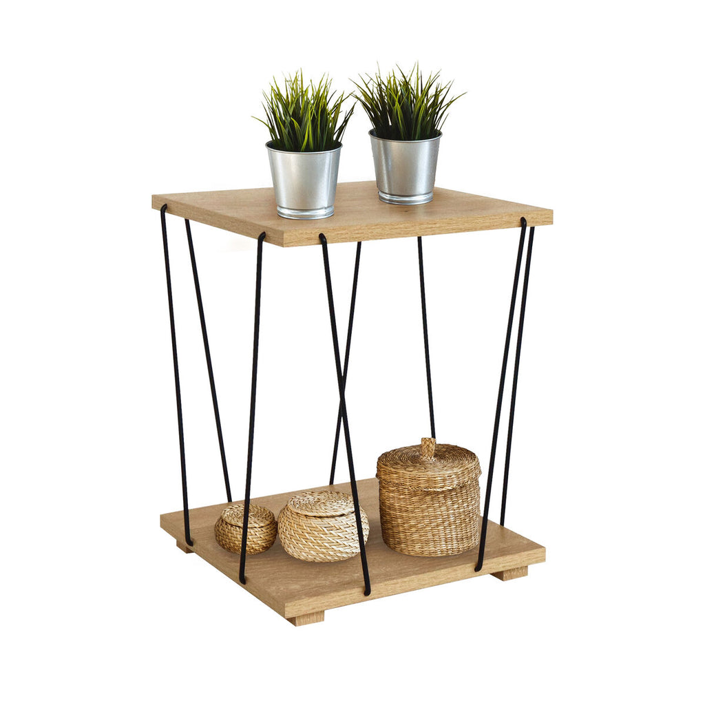 Odkládací stolek MobleKit Hnědá Černá 31,8 x 31,8 x 38,5 cm (4 kusy) – obrázek 2