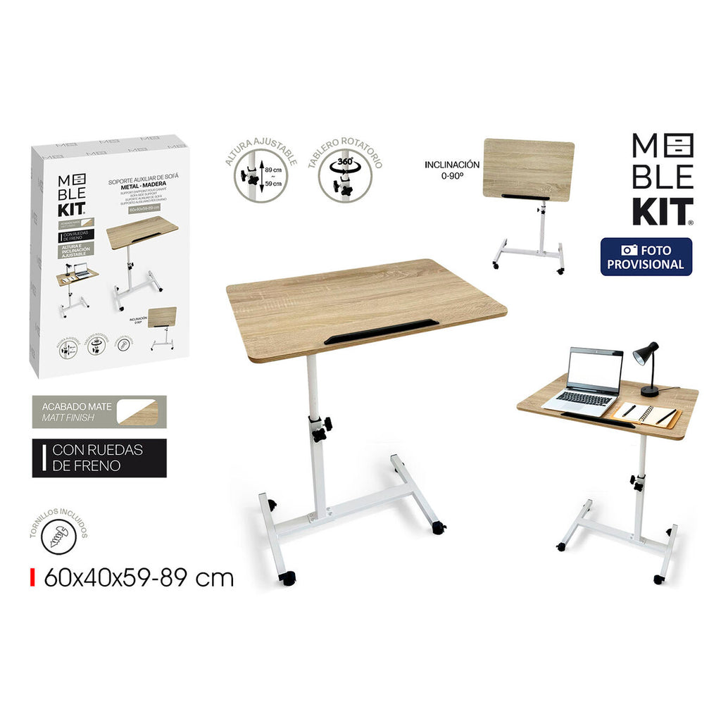 Odkládací stolek MobleKit bílá hnědá 60 x 40 x 59 cm dřevo kov (3 kusy) – obrázek 2