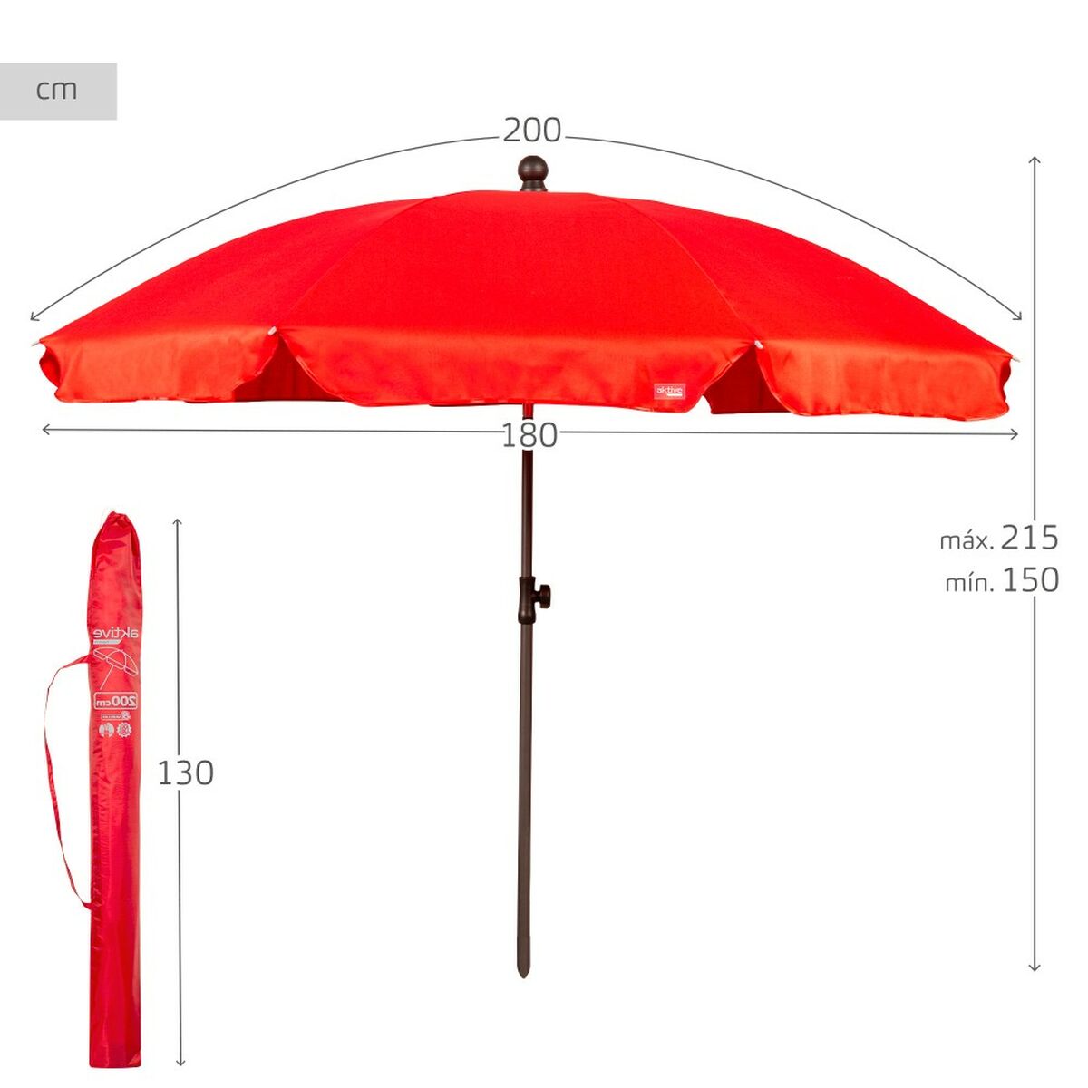 Slunečník Aktiv 200 x 215 x 200 cm (4 kusy) 18,5x14x112,9 cm – obrázek 5