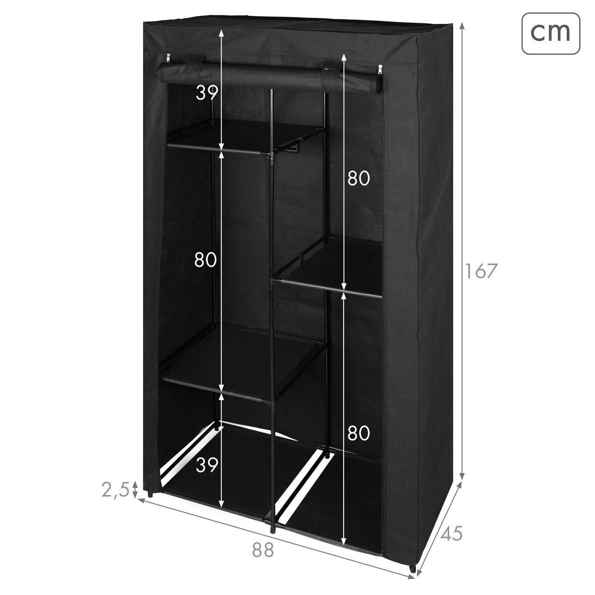 Organizér na oblečení a boty Max Home černý 88 x 167 x 45 cm 2 kusy – obrázek 5
