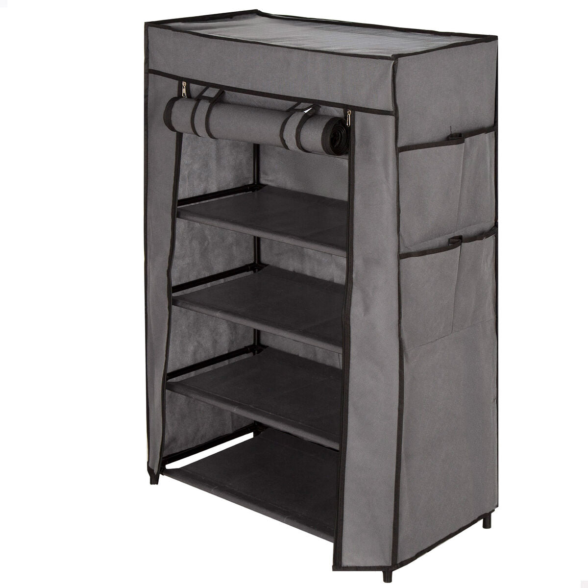 Botník Max Home černý šedý kov textil 60 x 90 x 30 cm (6 kusů) – obrázek 2