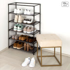 Botník Max Home černý šedý kov textil 60 x 90 x 30 cm (6 kusů) – obrázek 3