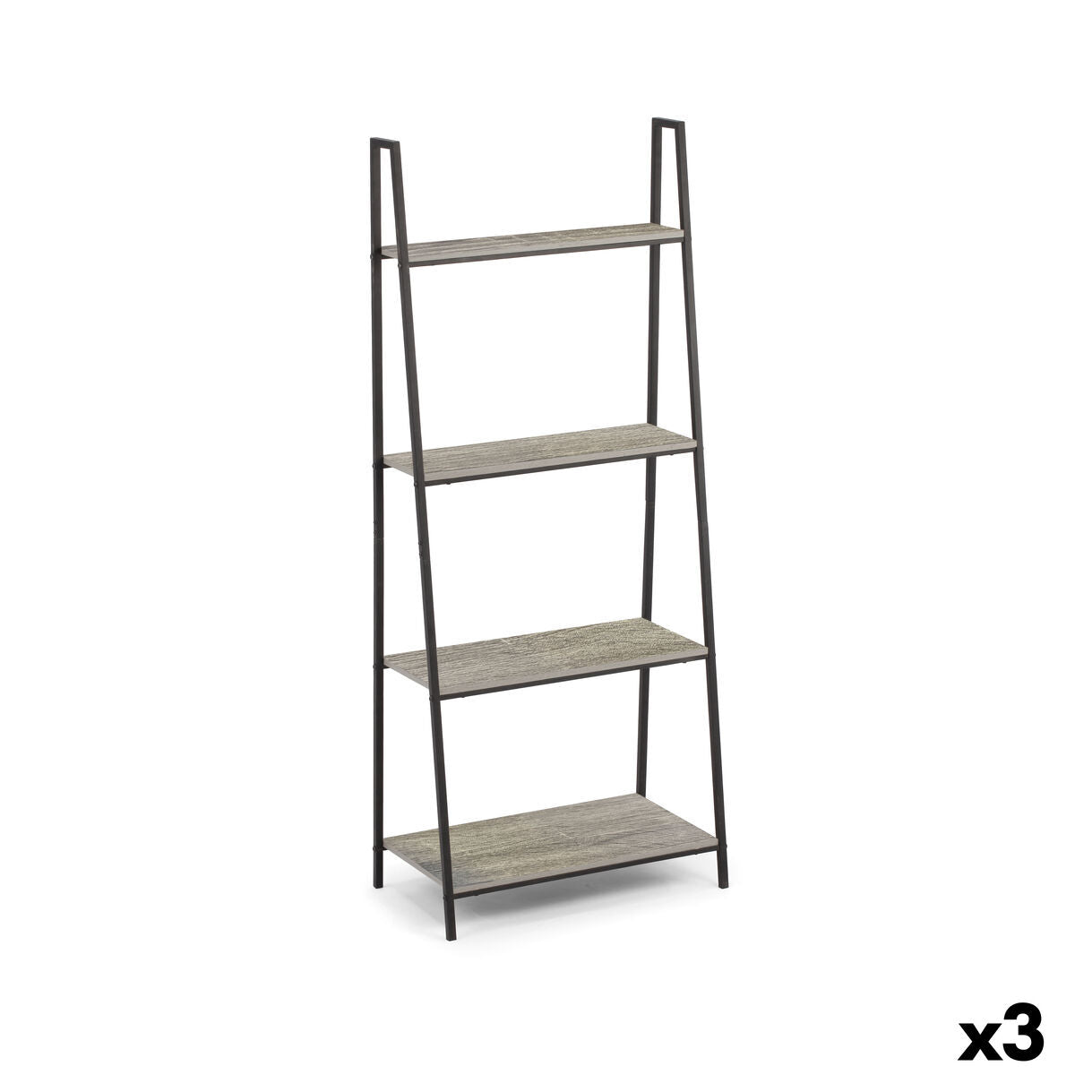 Regál MobleKit černý šedý dřevo kov 60 x 34,5 x 150 cm (3 kusy)