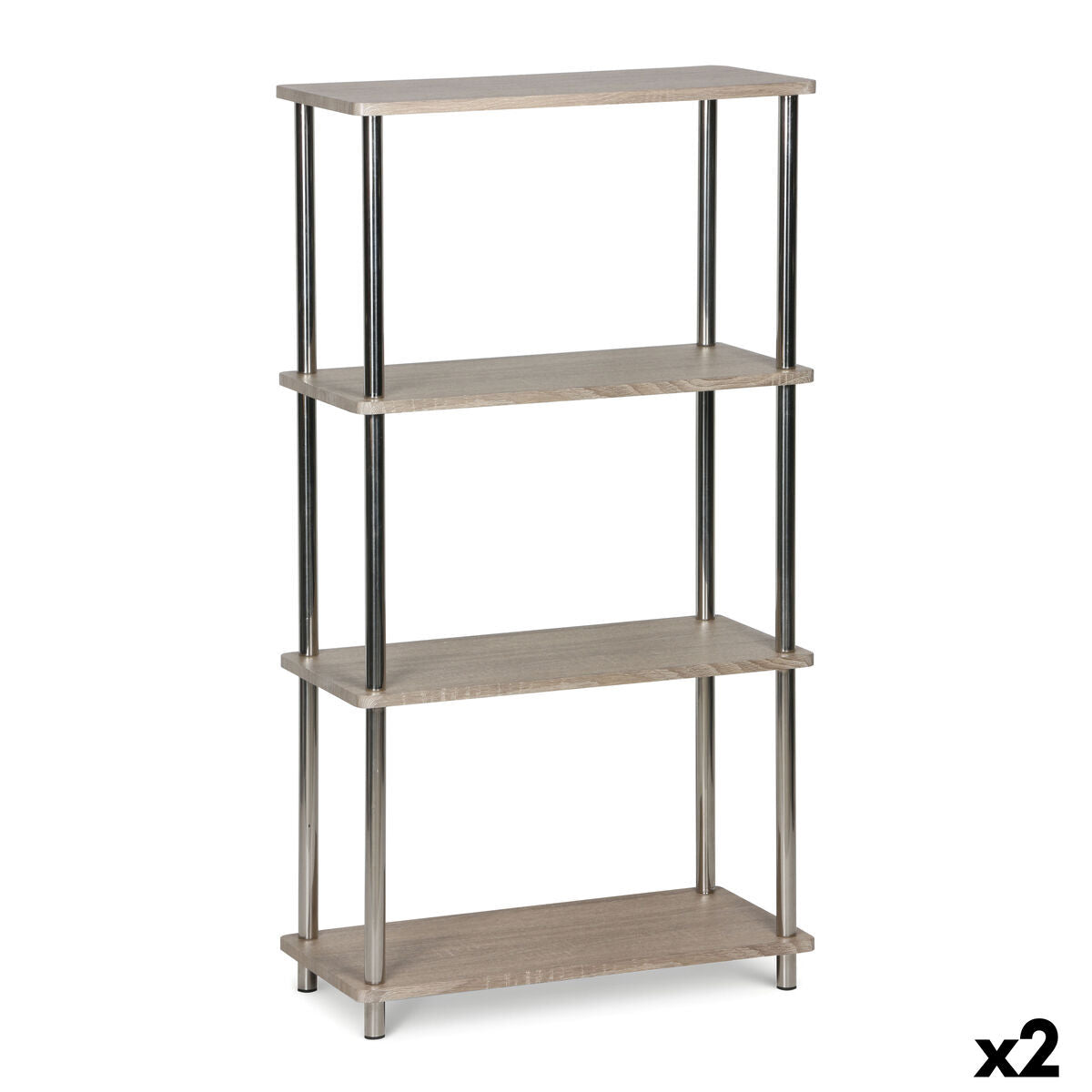 Regál MobleKit hnědý stříbrný dřevo ocel 60 x 29,5 x 112 cm (2 kusy)