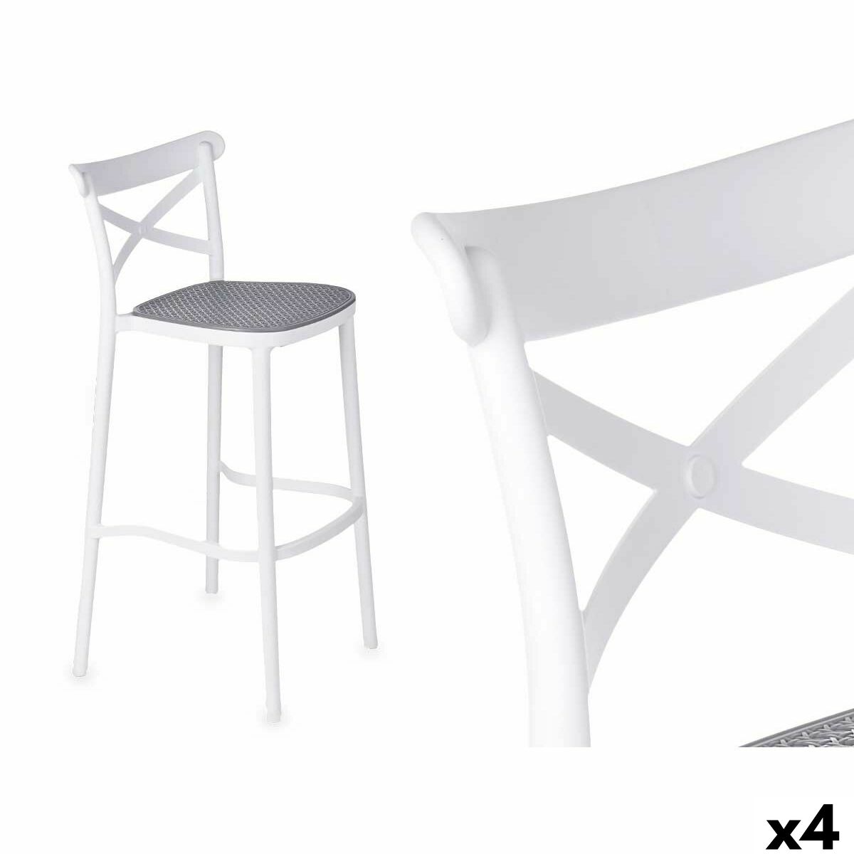 Taburet Gift Decor Bílá Šedá Polypropylen Ratan 41 x 103 x 52,5 cm (4 kusy)