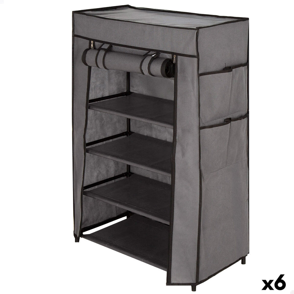Botník Max Home černý šedý kov textil 60 x 90 x 30 cm (6 kusů)