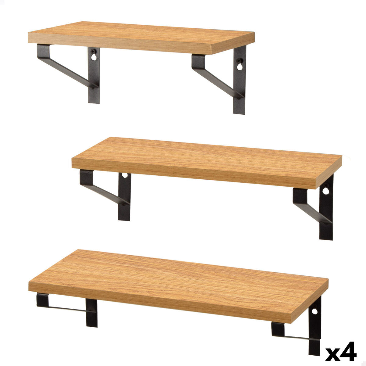 Regály Max Home železo dřevo MDF 42 x 12 x 16 cm (4 kusy) 31,5x20,5x45,5 cm hnědá